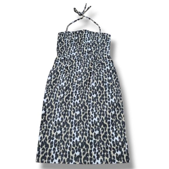 Urban Outfitters Dresses & Skirts - Urban Outfitters Dress Size 4 Denim Sleeveless Halter Strap Dress Leopard Print